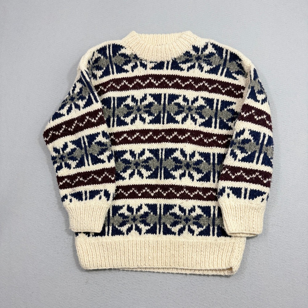 Gypsy Rose Sweater Size Large Cream Fair Isle Wool Pullover Made In Ecuador